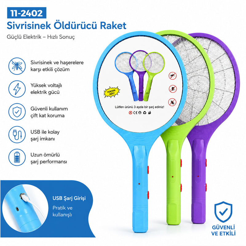 RENKLİ RAKET MODELİ ELEKTRONİK SİNEK ÖLDÜRÜCÜ CIZ MAKİNE HERHANGİ BİR RENK GÖNDERİLİR (5643)
