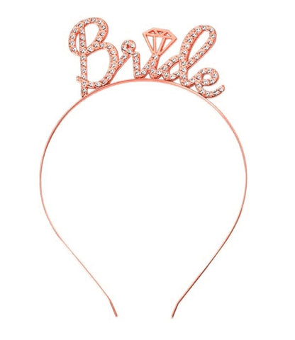Rose Gold Renkli Taşlı “Bride” Gelin Tacı – El Yazısı Yazı Tipiyle (5643)