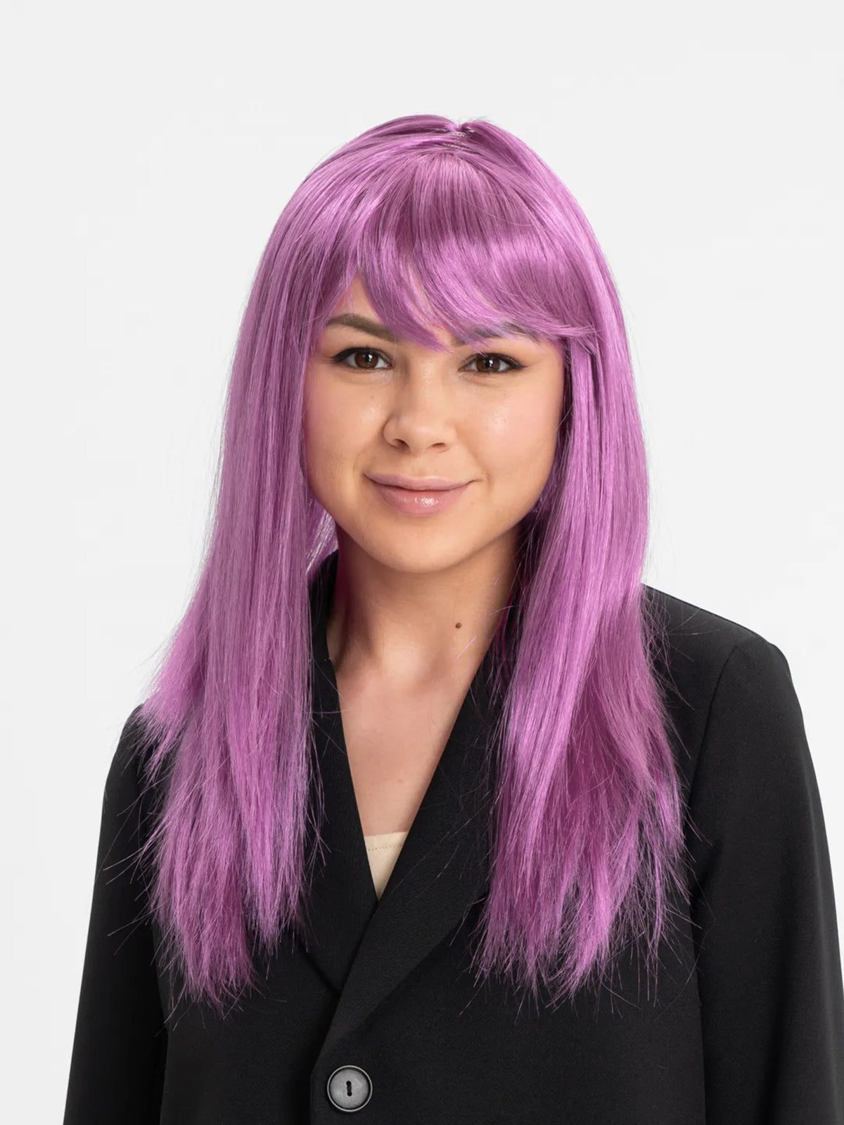 Rose Pembe Renk Düz Kesim Uzun Parti Peruğu Takma Saç (5643)