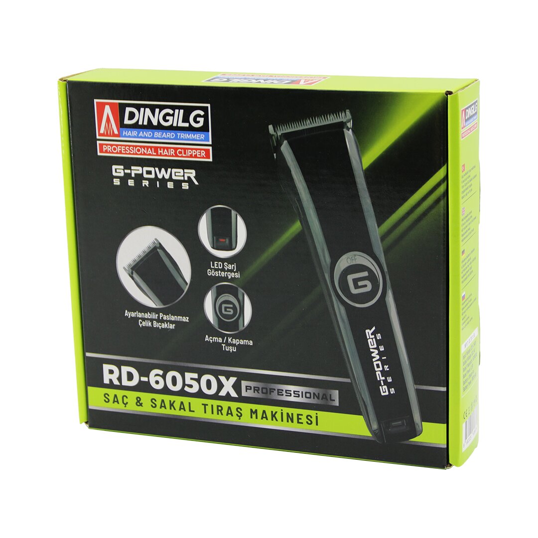 SAÇ SAKAL KESME - TRAŞ MAKİNESİ FİŞ ŞARJLI=LED GÖSTERGE AYARLI BIÇAK=0.1-05MM RD-6050X G-POWERG-PLUS (5643)