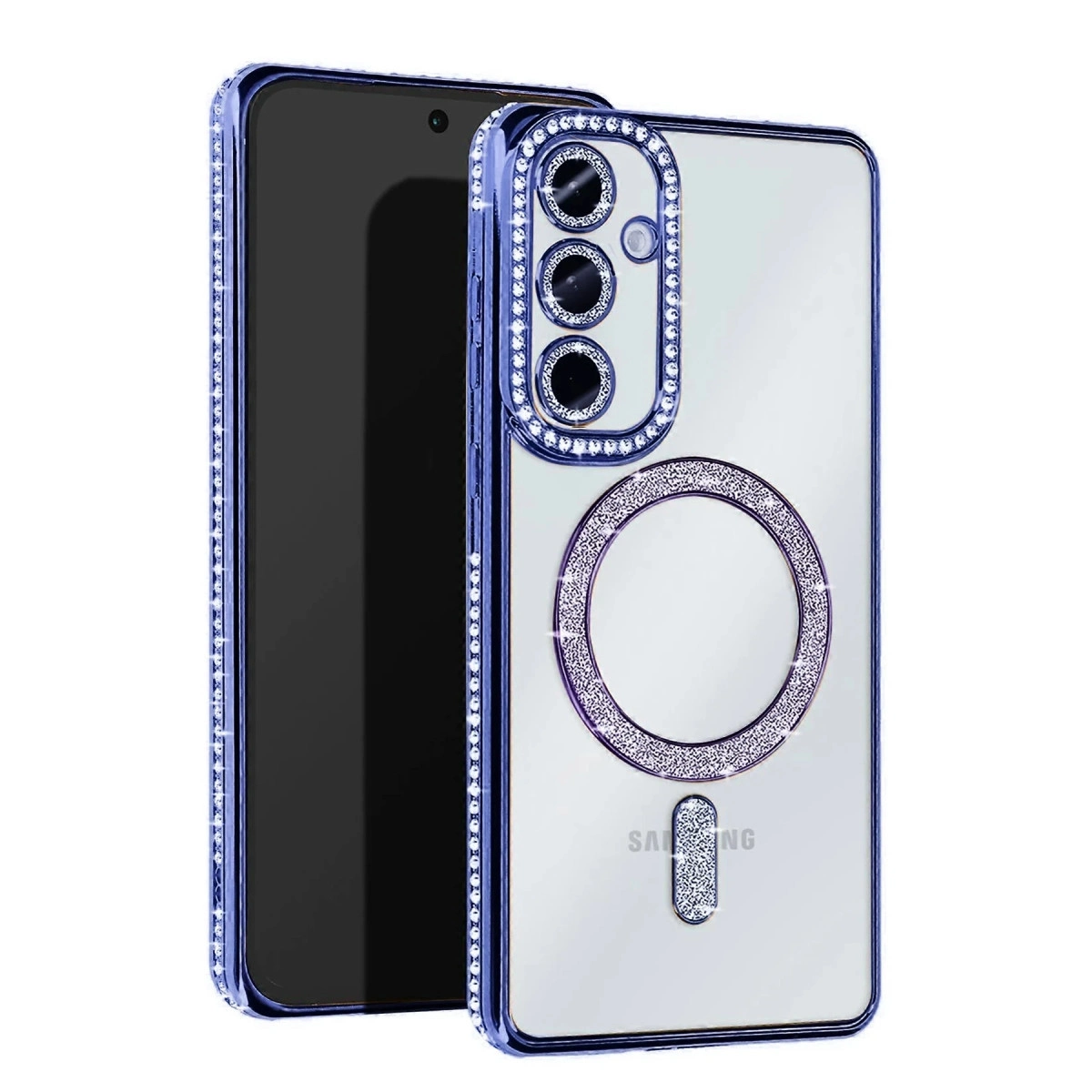 Samsung Galaxy A35 5g Joke Simli Magneticsafe Kılıf - Mavi