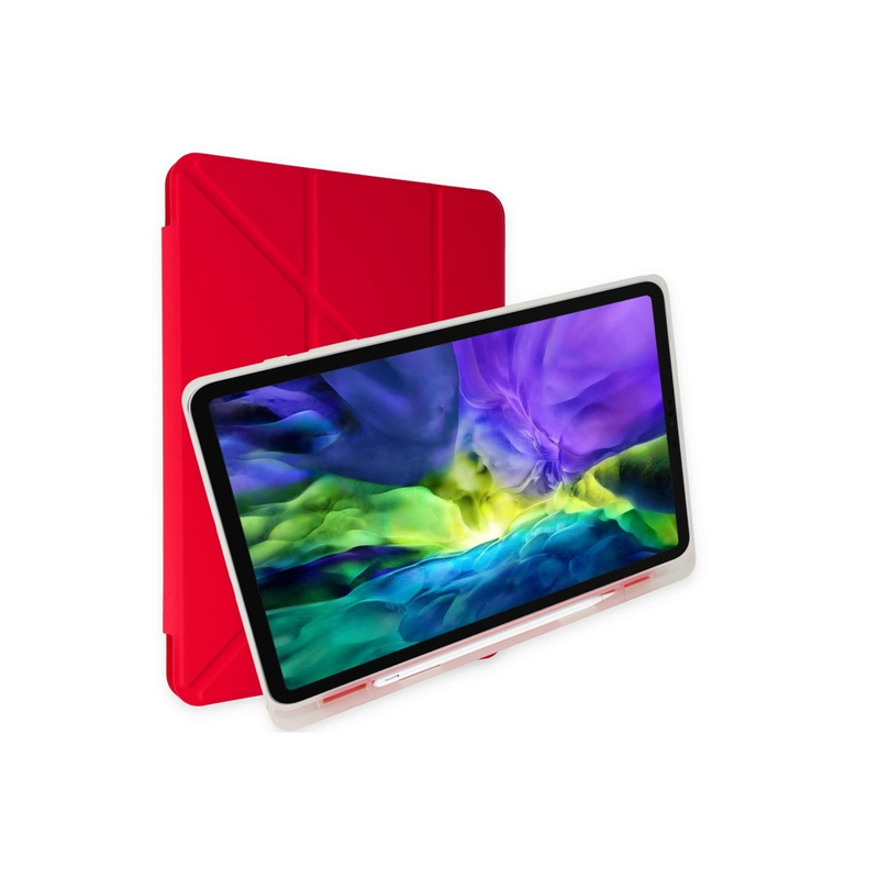 Samsung Galaxy T737 Tab S7 Fe 12.4 Kılıf Kalemlikli Mars Tablet Kılıfı - Kırmızı