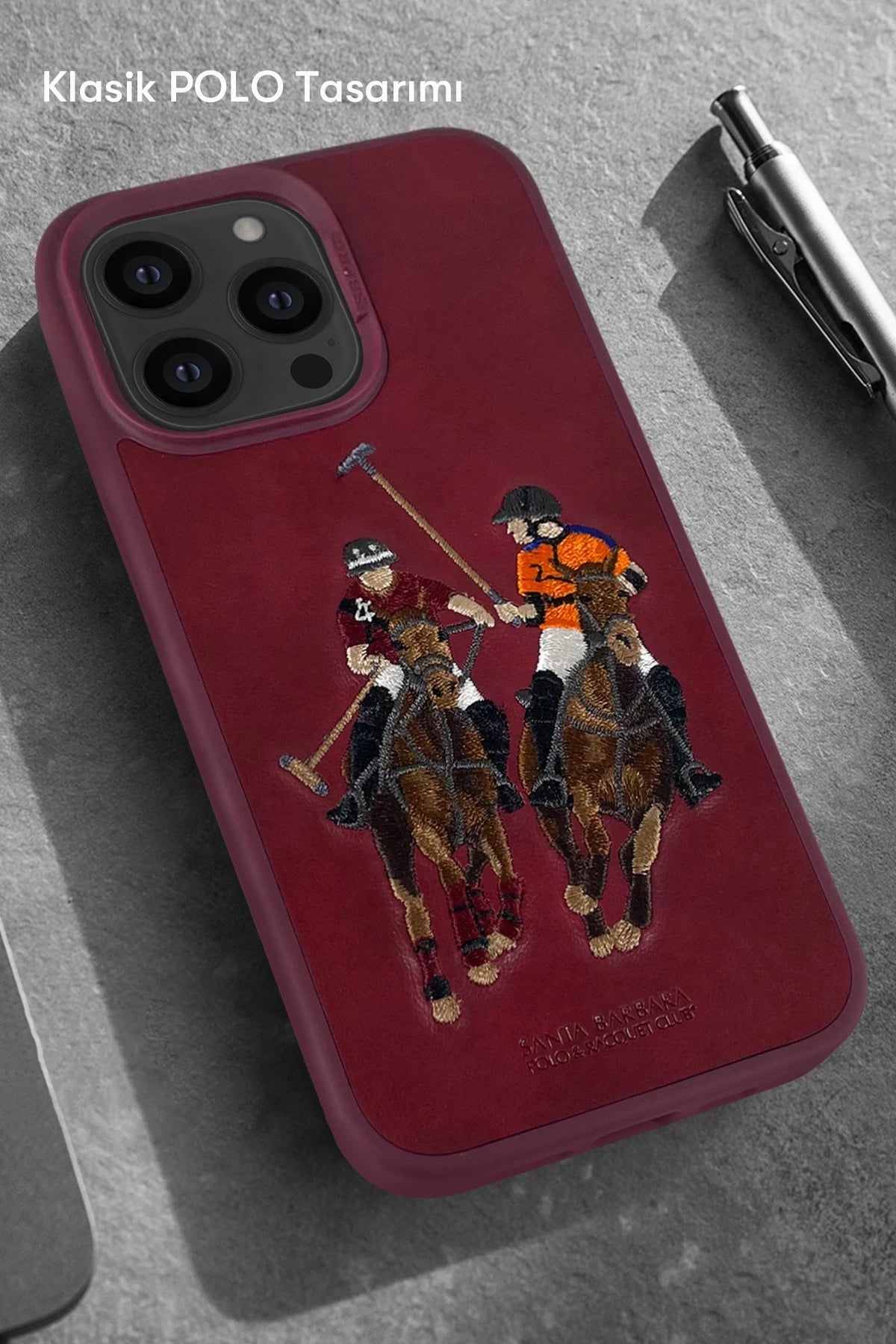 Santa Barbara Polo Racquet Club Apple iPhone 13 Pro Max Jockey Deri Kapak - Siyah