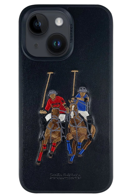 Santa Barbara Polo Racquet Club Apple iPhone 14 Jockey Deri Kapak - Siyah