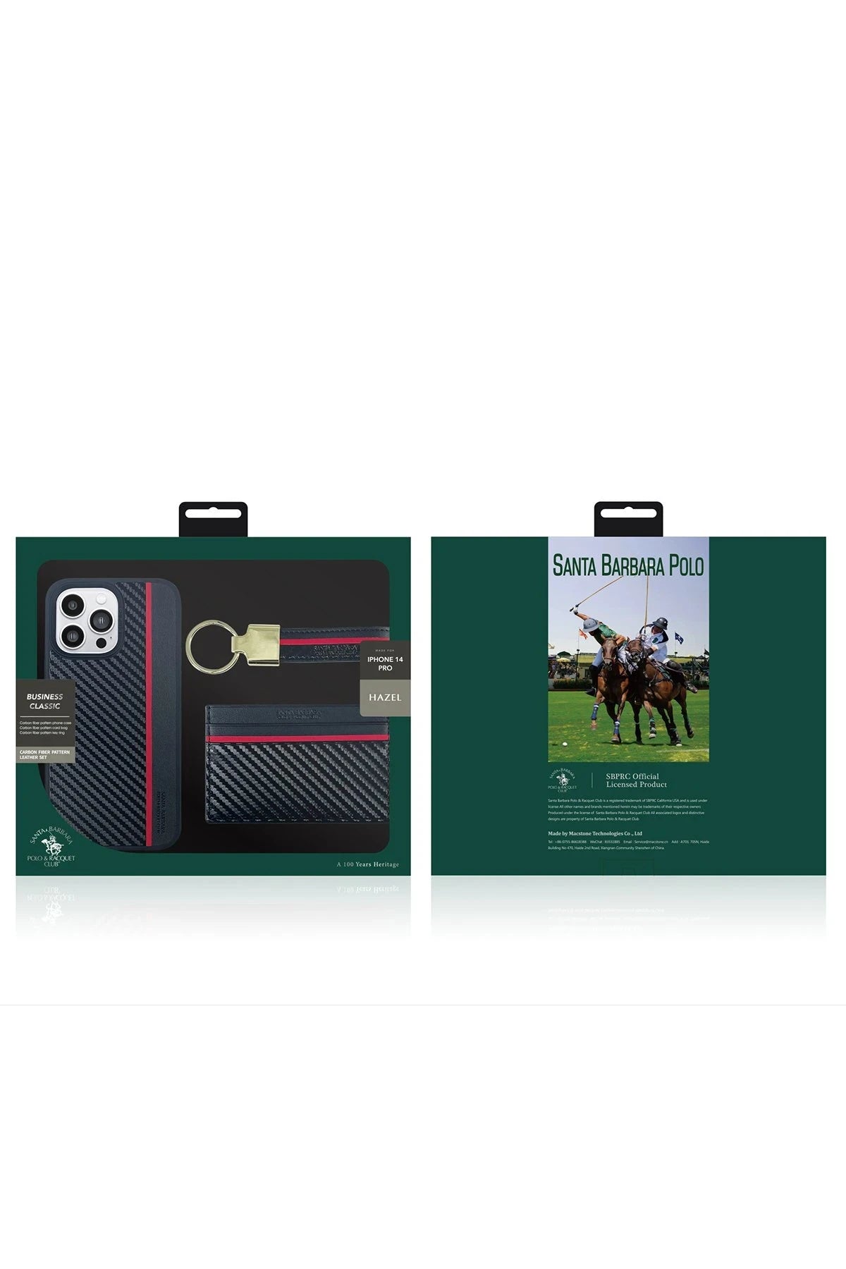 Santa Barbara Polo Racquet Club Apple iPhone 14 Pro Hazel Karbon Set Kapak - Siyah