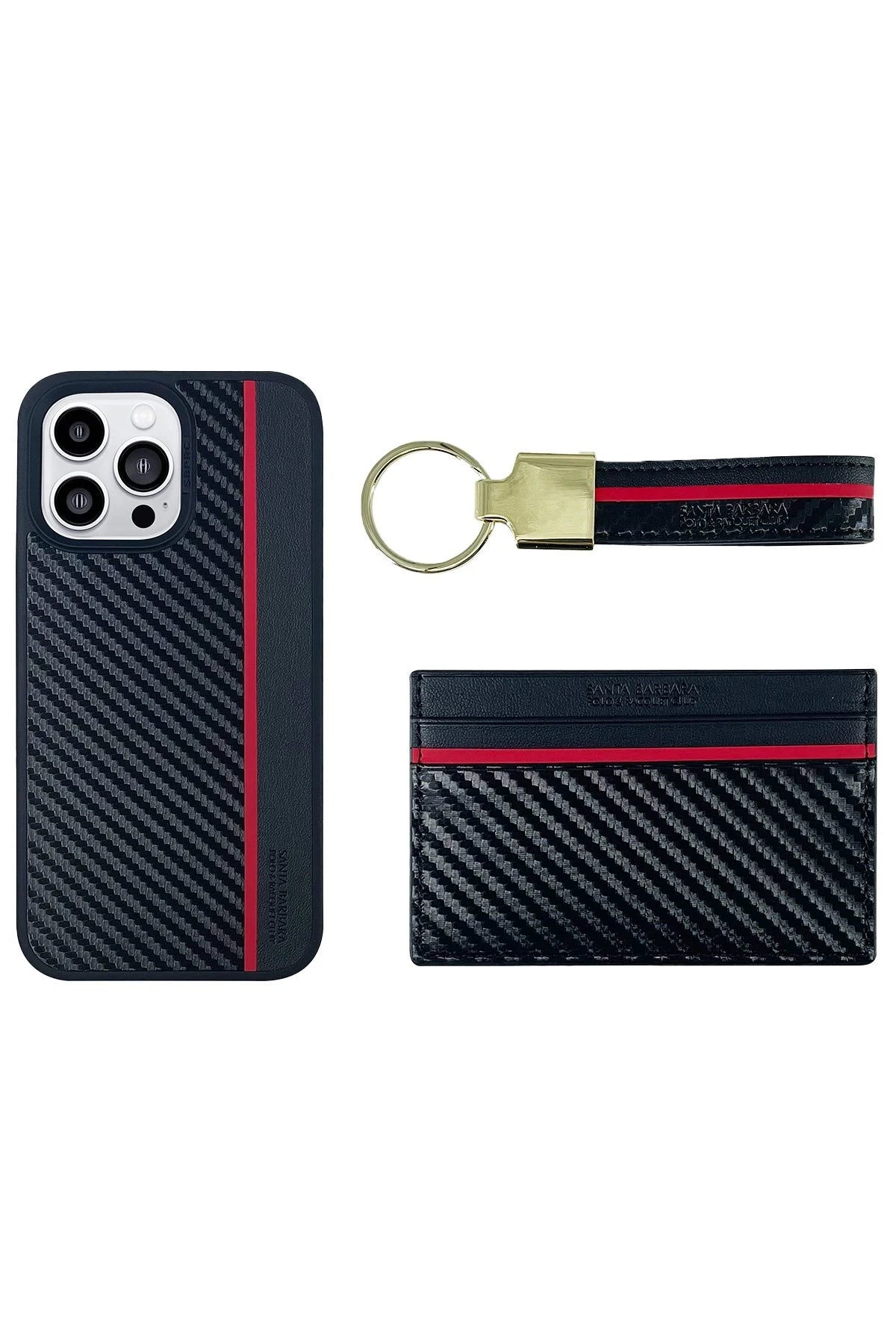 Santa Barbara Polo Racquet Club Apple iPhone 14 Pro Hazel Karbon Set Kapak - Siyah