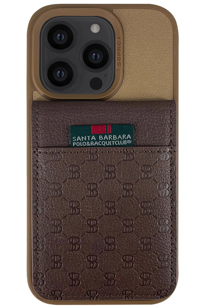 Santa Barbara Polo Racquet Club Apple iPhone 14 Pro Hulda Kartvizitli Kapak - Kahverengi