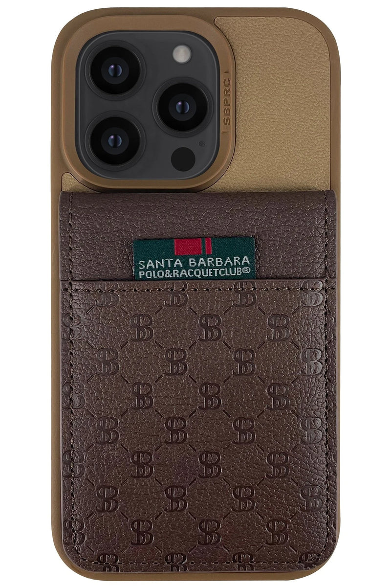 Santa Barbara Polo Racquet Club Apple iPhone 14 Pro Hulda Kartvizitli Kapak - Kahverengi
