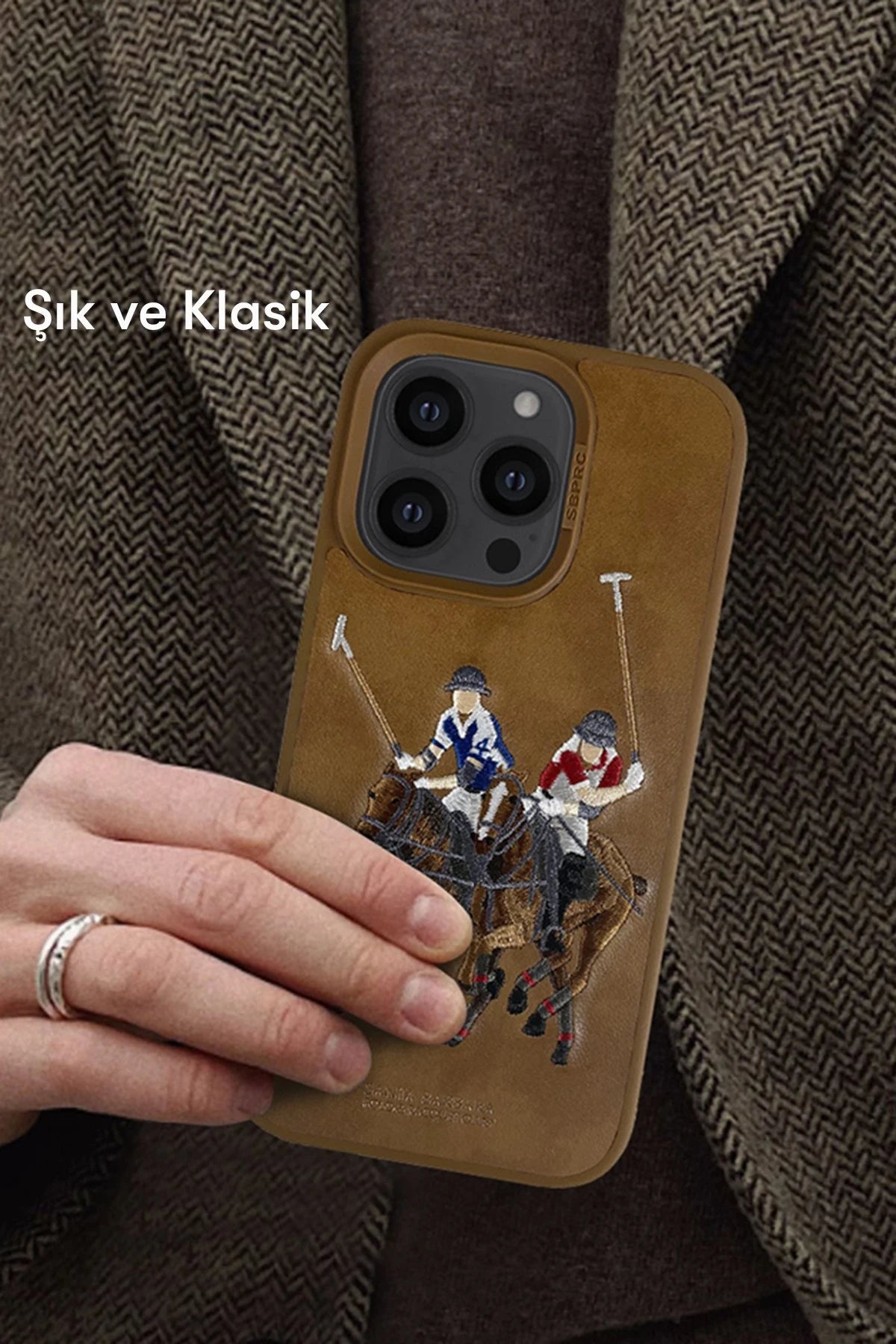 Santa Barbara Polo Racquet Club Apple iPhone 14 Pro Jockey Deri Kapak - Siyah