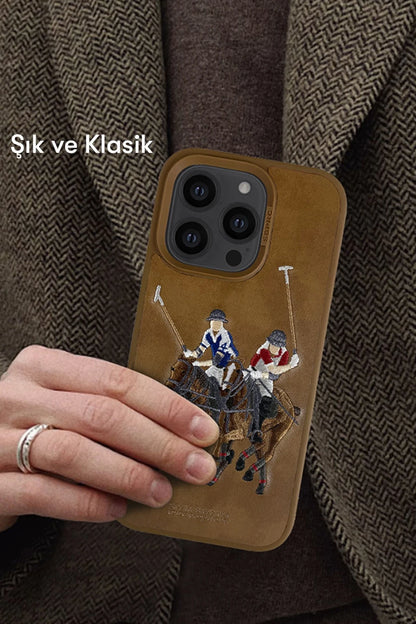 Santa Barbara Polo Racquet Club Apple iPhone 14 Pro Jockey Deri Kapak - Siyah