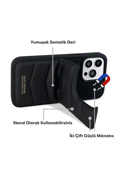 Santa Barbara Polo Racquet Club Apple iPhone 14 Pro Max Clyde Stand Kapak - Siyah
