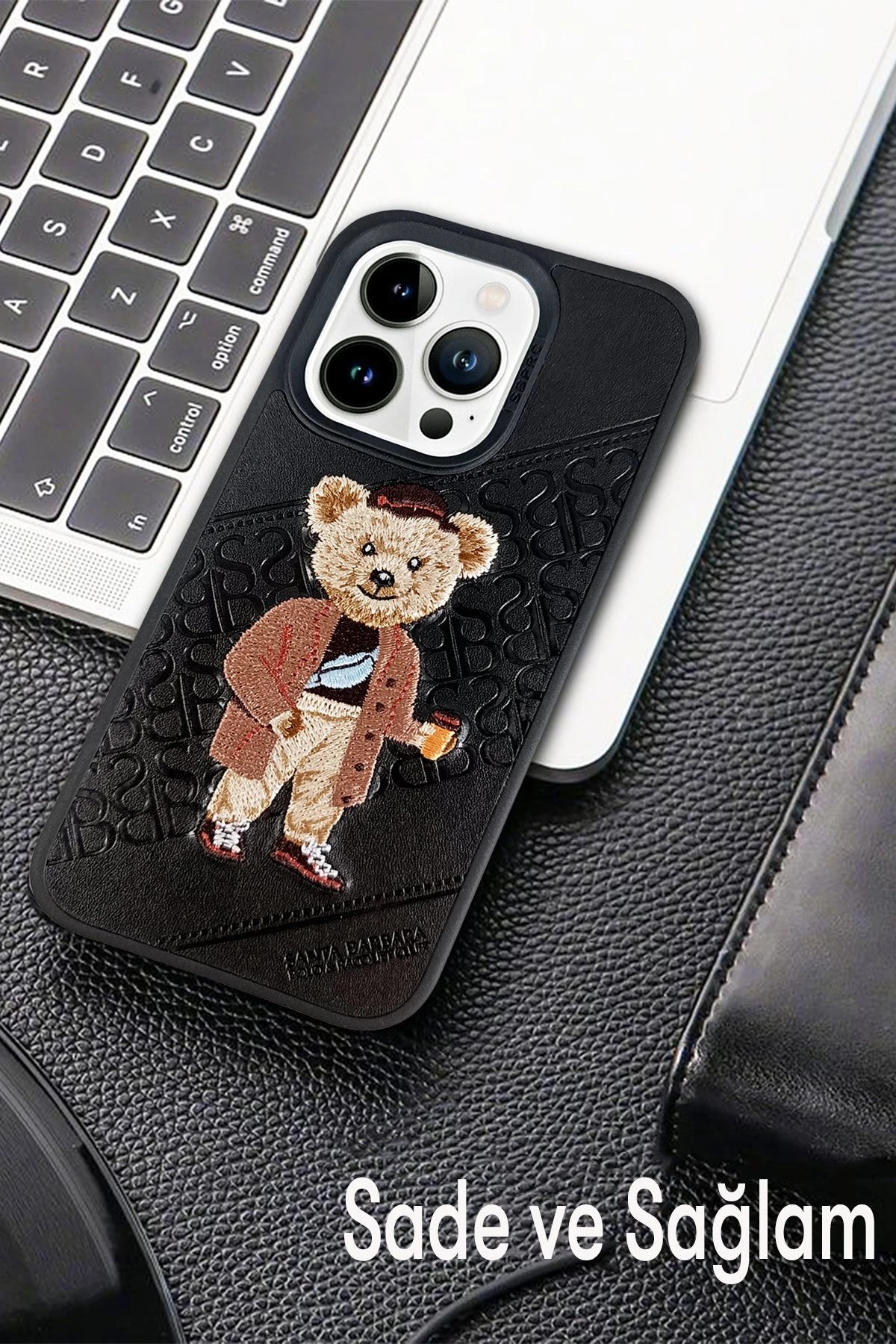 Santa Barbara Polo Racquet Club Apple iPhone 14 Pro Max Crete Deri Kapak - Siyah