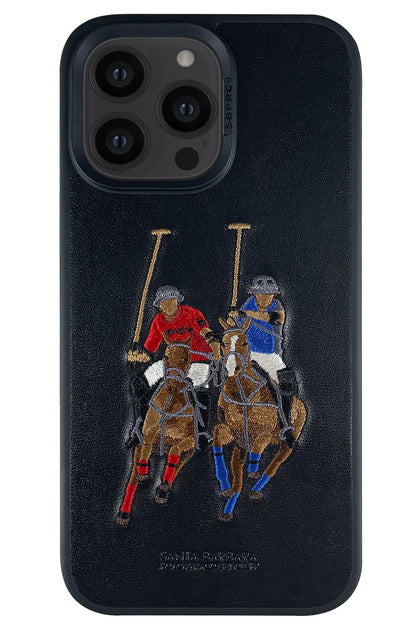 Santa Barbara Polo Racquet Club Apple iPhone 14 Pro Max Jockey Deri Kapak - Siyah