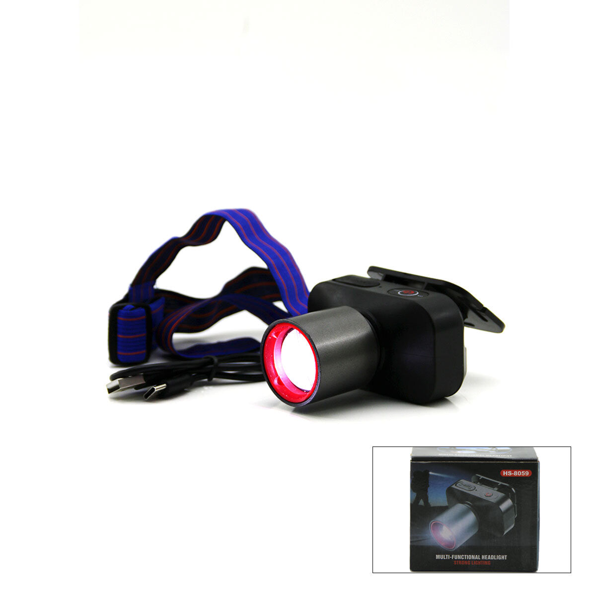 ŞARJLI 30W KAFA LAMBASI FENER 1 LED USB - TYPE-C KADEME IŞIK AYARI - FLAŞÖR (5643)