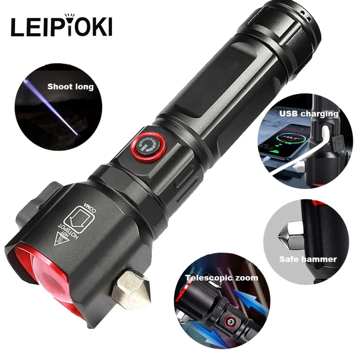 Şarjlı El Feneri Yüksek Güçlü LED Işık USB ile Şarj ESCAPE RESCUE (5643)