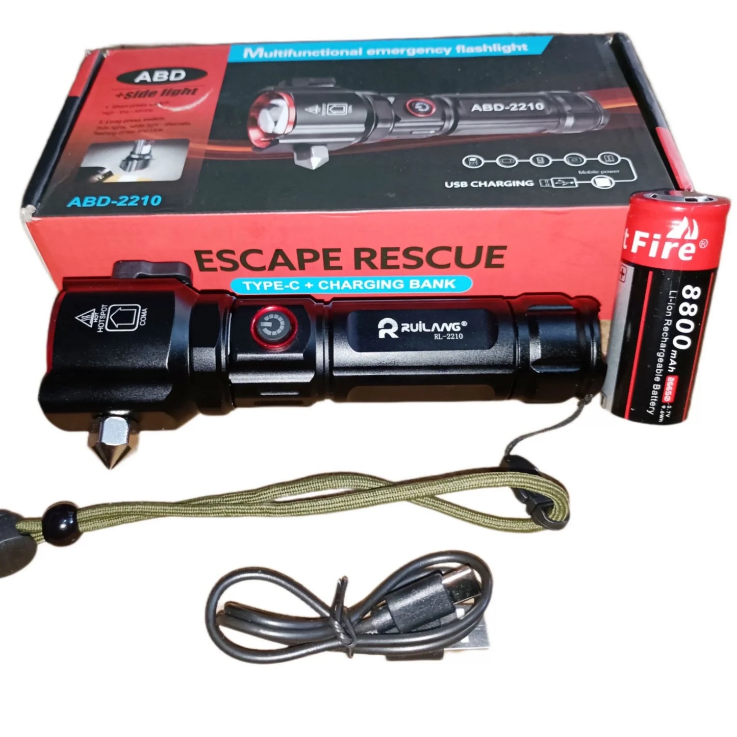 Şarjlı El Feneri Yüksek Güçlü LED Işık USB ile Şarj ESCAPE RESCUE (5643)