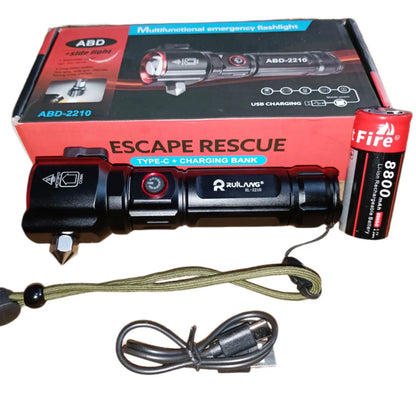 Şarjlı El Feneri Yüksek Güçlü LED Işık USB ile Şarj ESCAPE RESCUE (5643)