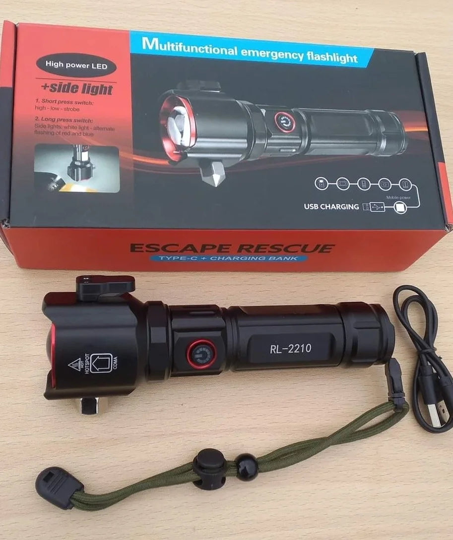 Şarjlı El Feneri Yüksek Güçlü LED Işık USB ile Şarj ESCAPE RESCUE (5643)