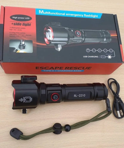 Şarjlı El Feneri Yüksek Güçlü LED Işık USB ile Şarj ESCAPE RESCUE (5643)