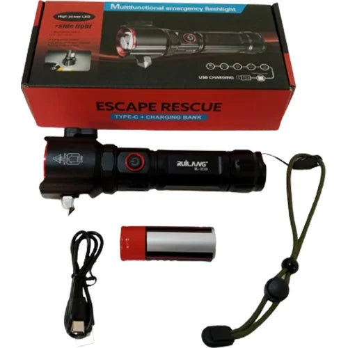 Şarjlı El Feneri Yüksek Güçlü LED Işık USB ile Şarj ESCAPE RESCUE (5643)