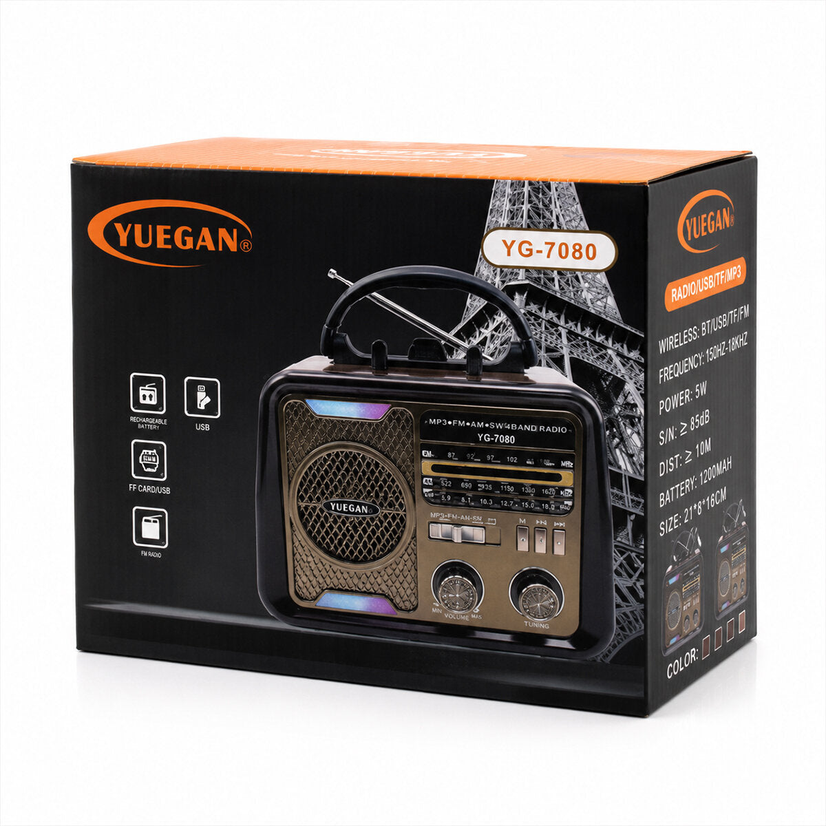 ŞARJLI - NOSTALJİ BLUETOOTH İBRELİ FM RADYO MP3 USB - TF PLAYER SPEAKER PL-4702 (5643)