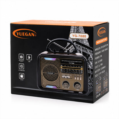 ŞARJLI - NOSTALJİ BLUETOOTH İBRELİ FM RADYO MP3 USB - TF PLAYER SPEAKER PL-4702 (5643)