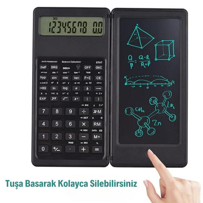 Silinebilir LCD Yazı Tabletli,Kalemli Katlanabilir Bilimsel Hesap Makinesi (5643)