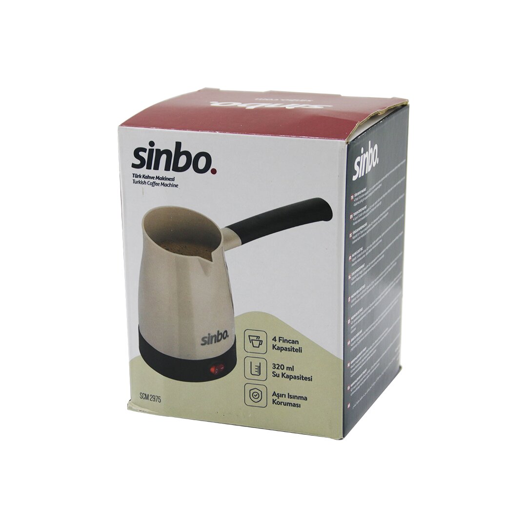 SİNBO SCM-2975 ELEKTRİKLİ CEZVE PLS.TÜRK KAHVE MAKİNE ÇELİK GİZLİ REZİSTANS700W 4 FİNCAN - 320MLTAK-ÇIKAR KULP (5643)