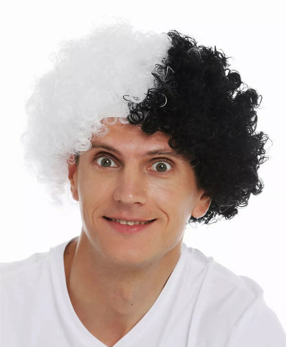 Siyah Beyaz Kıvırcık Afro Bonus Peruk Taraftar Bonus Saç (5643)