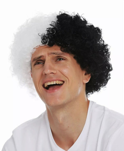 Siyah Beyaz Kıvırcık Afro Bonus Peruk Taraftar Bonus Saç (5643)