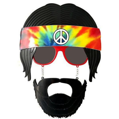 Siyah Saçlı Bandana Tasarımlı Hippi Parti Gözlüğü 26x18 cm (5643)