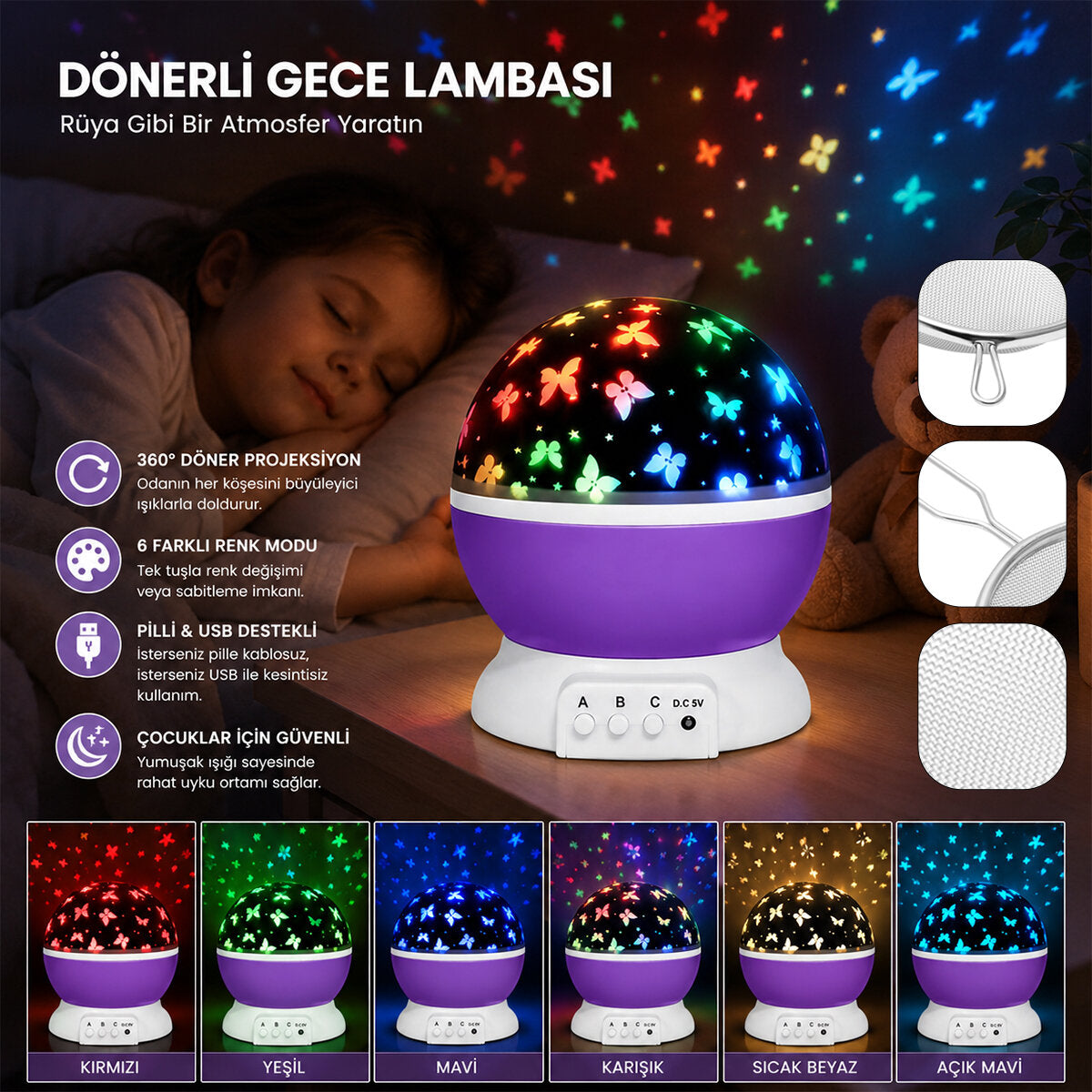 STAR MASTER PİLLİ DÖNERLİ GECE LAMBASI (5643)