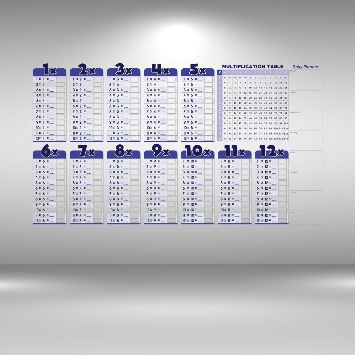 Statik Akıllı Kağıt Ingilizce Çarpım Tablosu 100x56 Cm(1 Adet Silgili Kalemli) (5643)