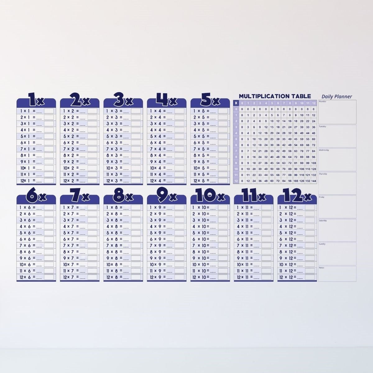Statik Akıllı Kağıt Ingilizce Çarpım Tablosu 100x56 Cm(1 Adet Silgili Kalemli) (5643)