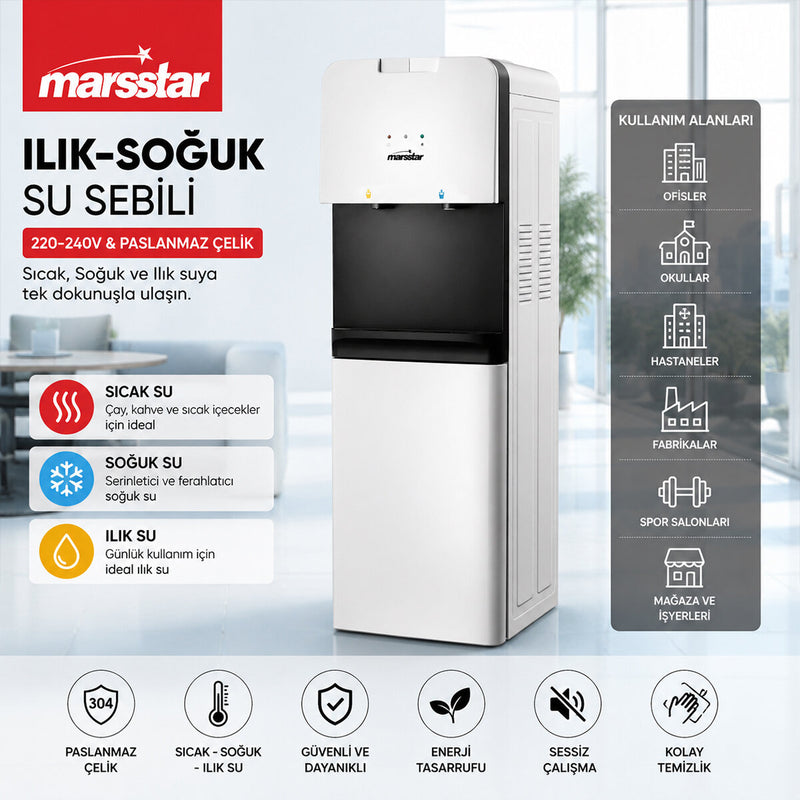 SU SEBİLİ SICAK - SOĞUK - ILIK 220-240V - PASLANMAZ ÇELİK MSWD-100 (5643)