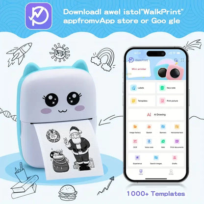 Taşınabilir Yazıcı, Mini Cep Kablosuz Termal Yazıcı Android iOS Akıllı Telefonlar için Uygun, BT Mürekkepsiz Baskı, Etiketler, Fişler, Fotoğraflar, Notlar, Öğrenme (5643)