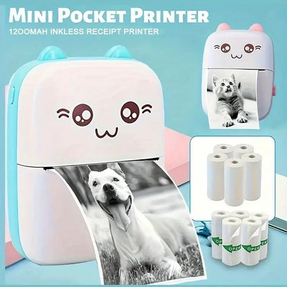 Taşınabilir Yazıcı, Mini Cep Kablosuz Termal Yazıcı Android iOS Akıllı Telefonlar için Uygun, BT Mürekkepsiz Baskı, Etiketler, Fişler, Fotoğraflar, Notlar, Öğrenme (5643)