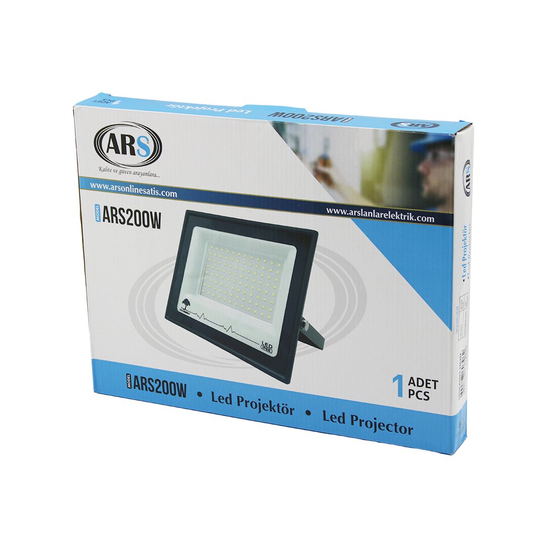 TEKLİ 200W LED PROJEKTÖR 29X22CM AYDINLATMA AÇISI: 120 DERECE 50.000 SAAT ÖMÜR MODEL-ARS200W (5643)