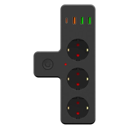 Termal Akım Korumalı 3 Adet Soket,3 Adet USB ve 1 Adet Type-C Girişli 20w Priz Model 3397 (5643)