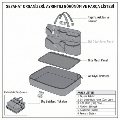 Seyahat Çantası - Yer Küçültücü Organizer - Çok Bölmeli