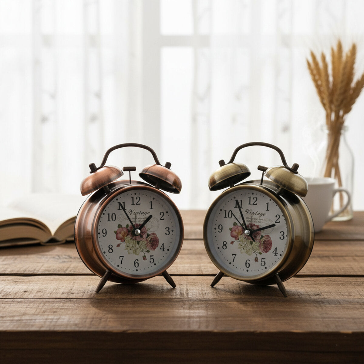 TWIN BELL ALARM CLOCK YUVARLAK MASA ÇALAR SAAT METAL KASA ESKİTME DESENLİ PİLLİ - IŞIKLI ÇAP: 10CM BGC-52 HERHANGİ BİR RENK GÖNDERİLİR (5643)