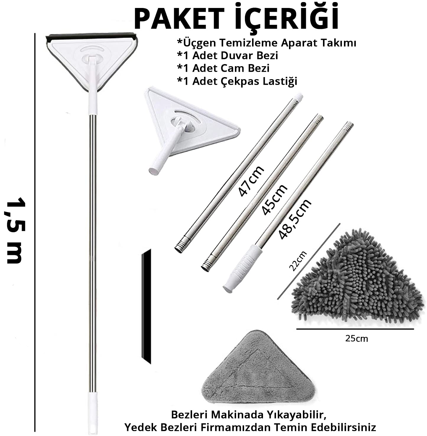 Üçgen Mop Cam Duvar Tavan Fayans Parke Temizleyici Mop (5643)