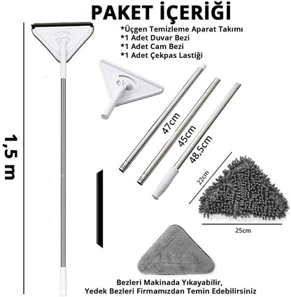 Üçgen Mop Cam Duvar Tavan Fayans Parke Temizleyici Mop (5643)