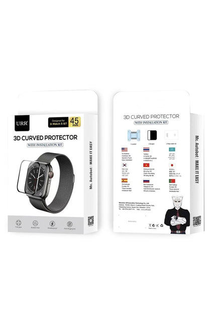 URR Apple Watch 44mm 2in1 PMMA Nano Ekran Koruyucu - Siyah