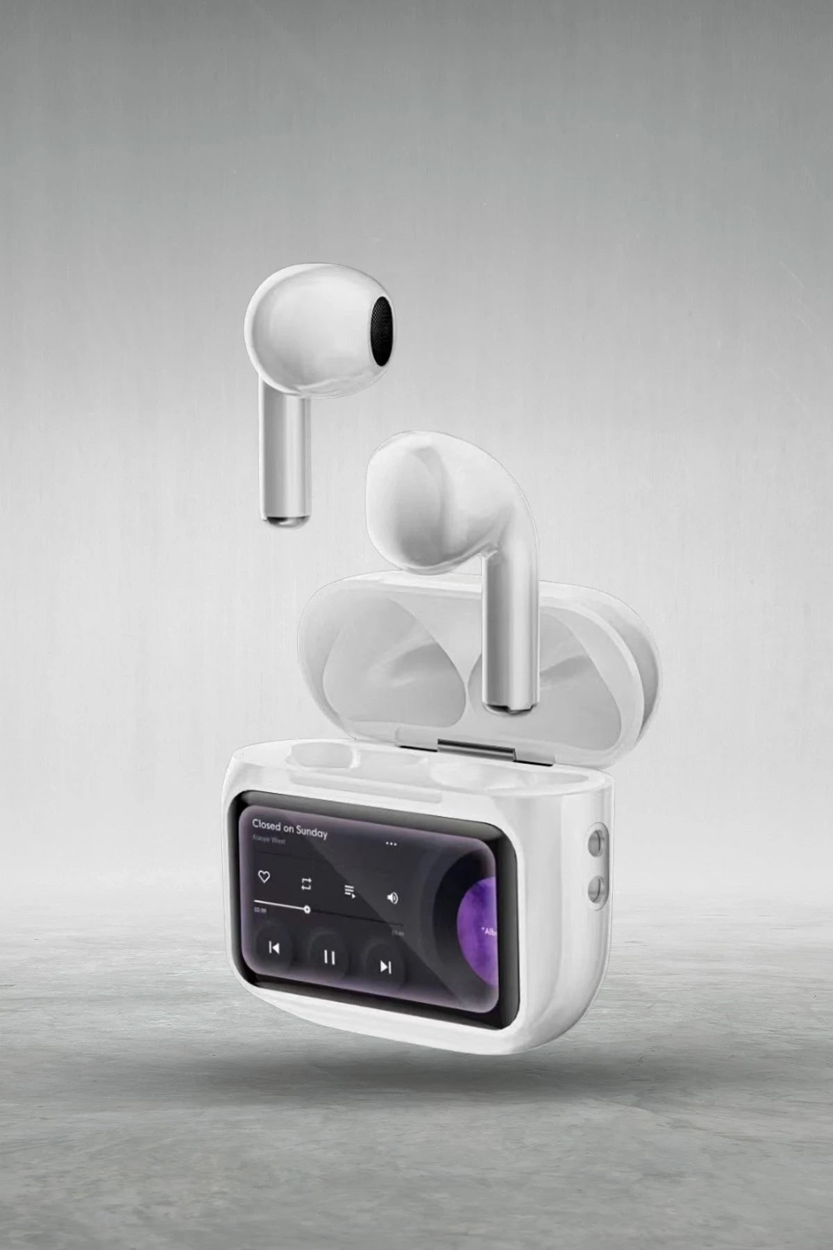 URR Dijital Dokunmatik Ekranlı TWS Airpods Bluetooth Kulaklık - Beyaz