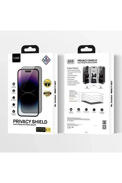 URR Apple iPhone 14 Pro HD Privacy Cam Ekran Koruyucu - Siyah