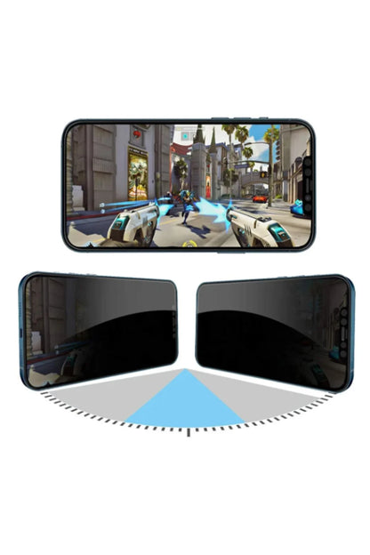 URR Apple iPhone 14 Pro Max 4 Way Anti Spy 360 Privacy Cam Ekran Koruyucu - Siyah