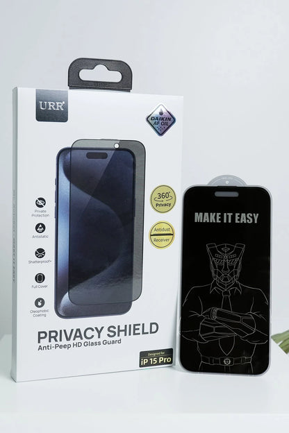 URR Apple iPhone 14 Pro Max 4 Way Anti Spy 360 Privacy Cam Ekran Koruyucu - Siyah