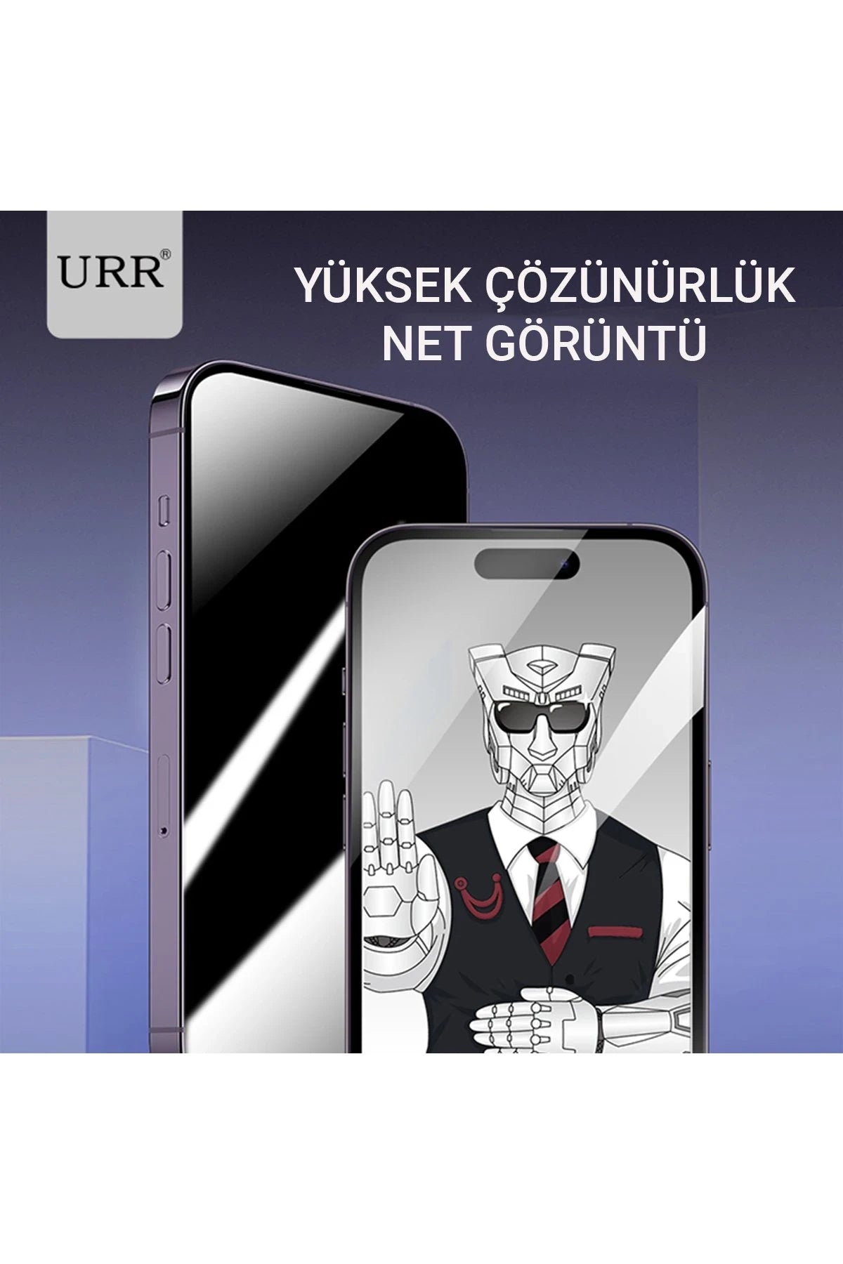 URR Apple iPhone 14 Pro Max HD Privacy Cam Ekran Koruyucu - Siyah