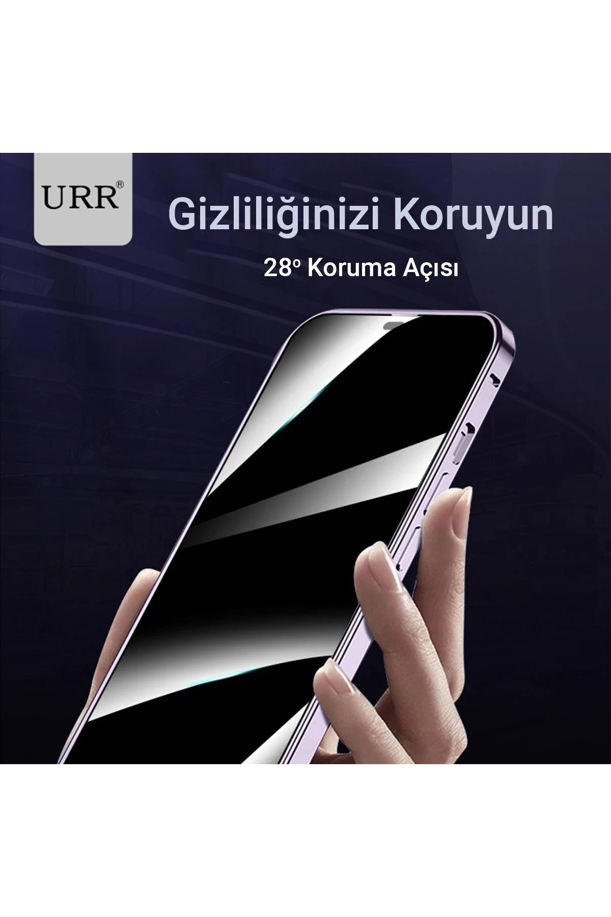 URR Apple iPhone 14 Pro Max HD Privacy Cam Ekran Koruyucu - Siyah